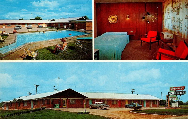 Rochester Motor Lodge - Vintage Post Card